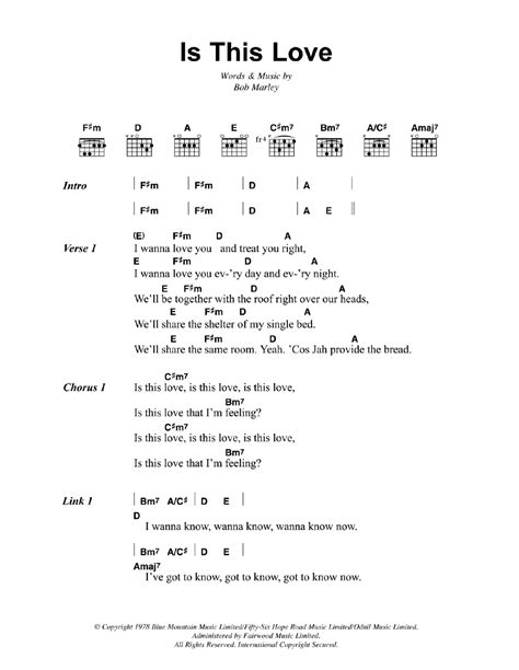 Is This Love by Bob Marley - Guitar Chords/Lyrics - Guitar Instructor