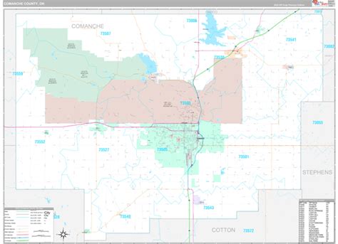 Comanche County, OK Wall Map Premium Style by MarketMAPS - MapSales