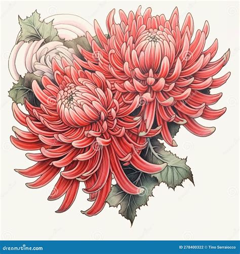 A Traditional Japanese Chrysanthemum Tattoo Flash Design Stock ...