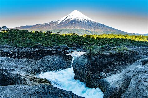 Petrohue Waterfalls with Osorno Volcano, Chile Photograph by Venetia Featherstone-Witty - Pixels