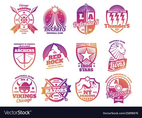 School emblems college athletic teams sports Vector Image