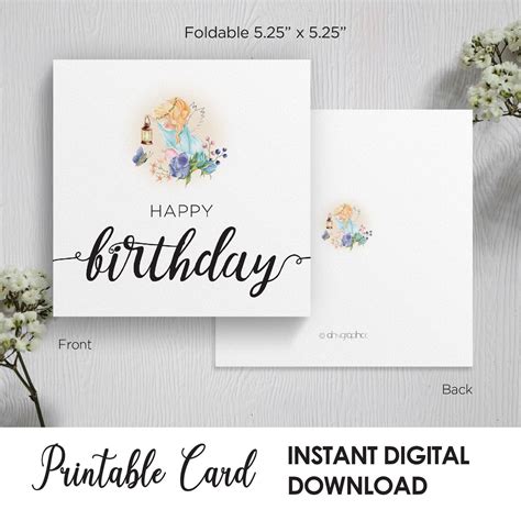 Printable Happy Birthday Card Angel Cute Greeting Card | Etsy