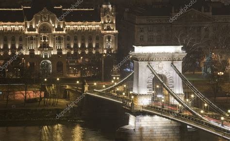 Budapest chain bridge night — Stock Photo © boerescul #2380006