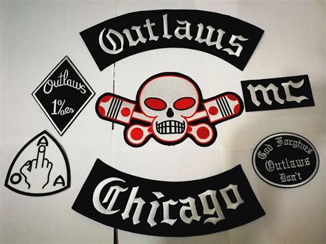 Outlaws Chicago Patches Embroidered Iron on Biker Patches for the ...