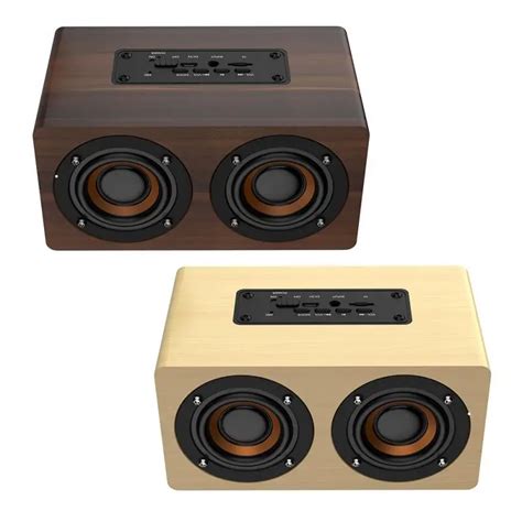 Wooden Bluetooth Speaker Subwoofer FM Radio HiFi Music Clock Alarm Stereo Subwoofer Speakers ...