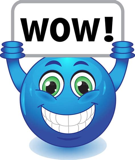 Smiley with wow sign. Stock Image - blue smiley face with a sign WOW ...