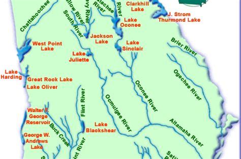 Georgia Lakes And Rivers Map