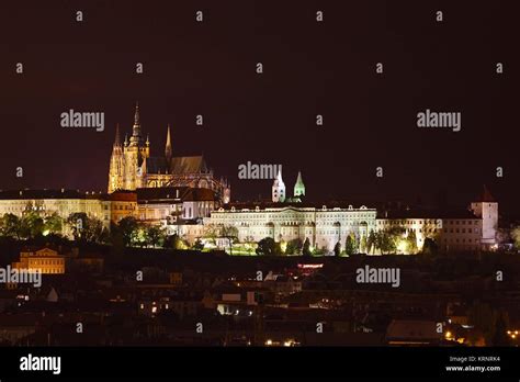 Prague castle night view Stock Photo - Alamy