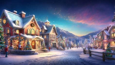 Premium AI Image | christmas village covered in snow