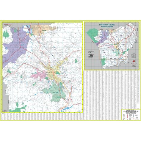 Hendersonville and Henderson County, NC Wall Map - The Map Shop