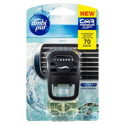 Ambi Pur Air Freshener Car Vent Clip Premium 7.5ml Aqua