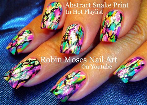 Nail Art! Snake Print Nails! Abstract Rainbow Nail Design Tutorial ...