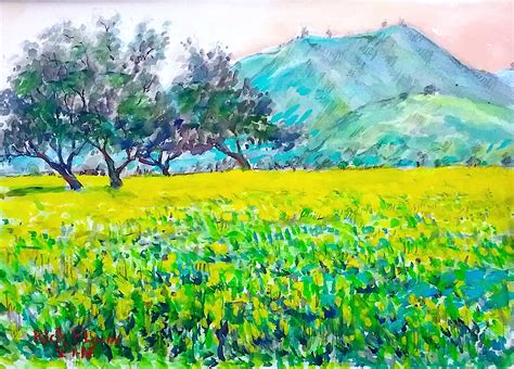 MUSTARD FIELD Watercolor 11" x 14" 2-2-17 - Rich Flynn