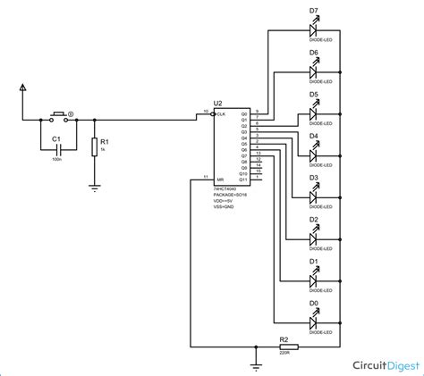 Binary Counter Circuit Diagram using IC 74HCT4040