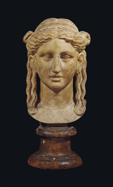 Elegant Roman Marble Head of a Young Woman