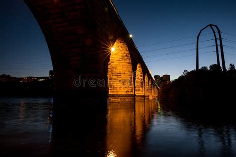 Stone Arch Bridge at Night stock photo. Image of arch - 78936626