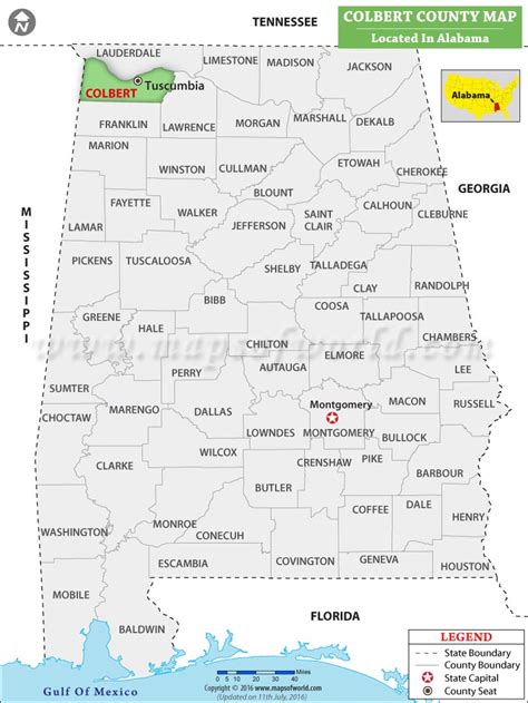 Colbert County Map, Alabama