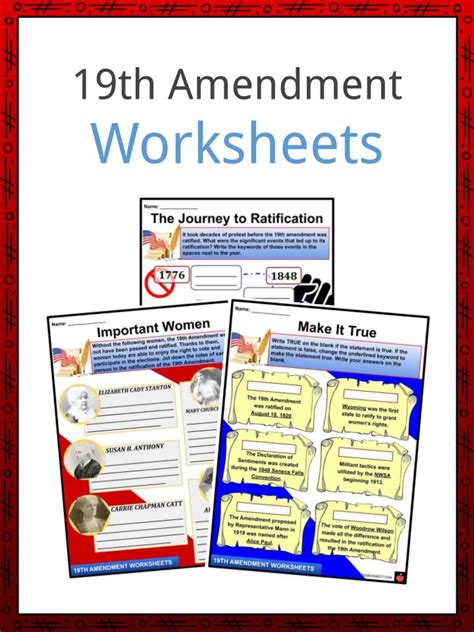 19th Amendment Facts, Worksheets & Declaration of Sentiments For Kids