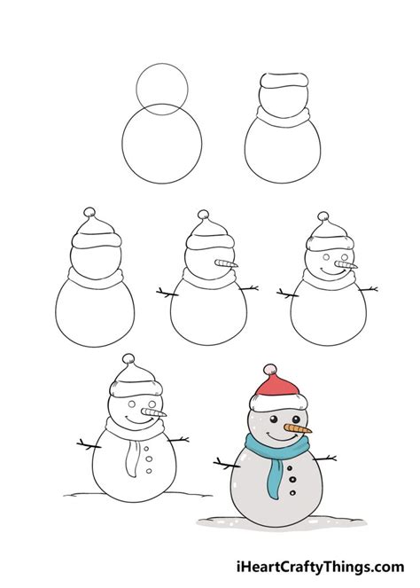 Snowman Drawing - How To Draw A Snowman Step By Step