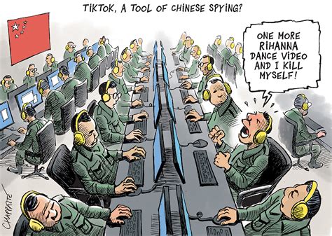 TikTok, tool of Chinese spying? | Globecartoon - Political Cartoons - Patrick Chappatte