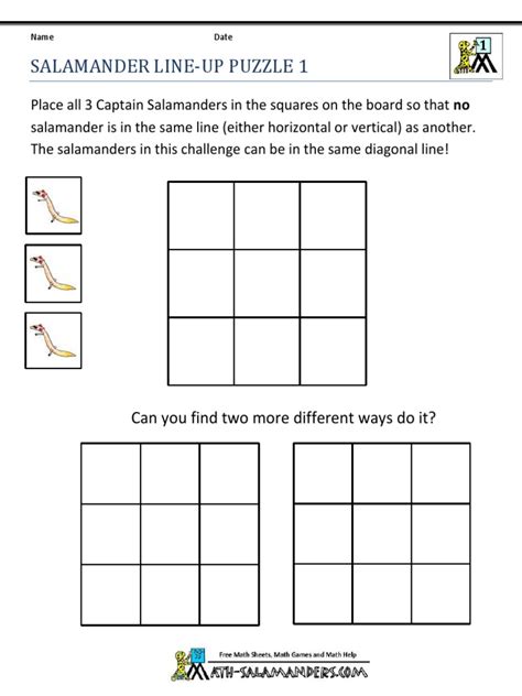 Salamander Line Up Puzzle 1 | PDF