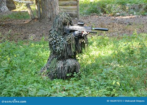 Forest Man Camouflage For Sniper, Paintball And Laser Tag Tactics Stock Photo - Image of sniper ...