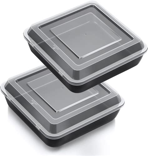 Amazon.com: TeamFar 8 inch Cake Pan, Square Cake Baking Pan & Plastic ...