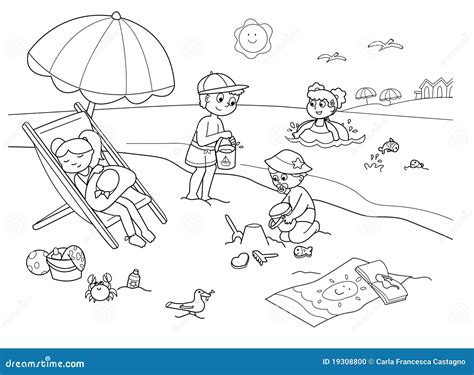 Children at the beach stock vector. Image of beach, smiling - 19308800