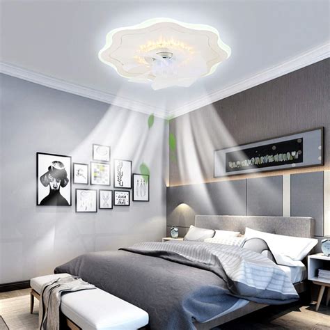 Buy IYUNXI Led Ceiling Fan with Lights Remote Control 72W Low Profile Ceiling Fan 20 Inch Flower ...