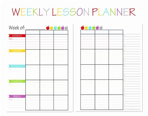 Printable Weekly Lesson Plan Template