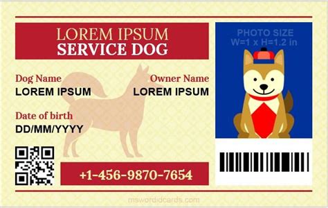 Service Dog ID Card Templates | Download Edit & Print Card