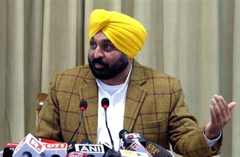 Punjab Chief Minister Bhagwant Mann addresses a press conference at ...