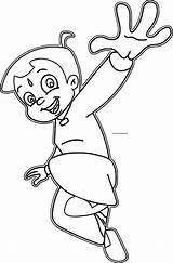 Wooden Cut Outs Jump Chhota Bheem Original Coloring Page  sketch template