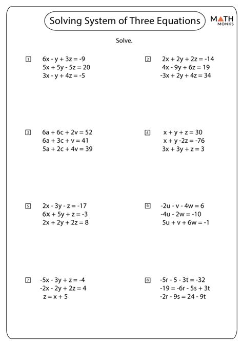 Solving Systems Of Equations Worksheet – Englishworksheet.my.id