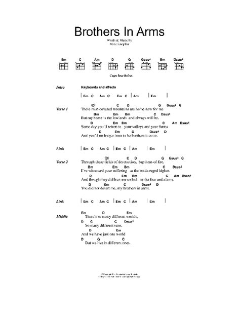 Brothers In Arms by Dire Straits - Guitar Chords/Lyrics - Guitar Instructor