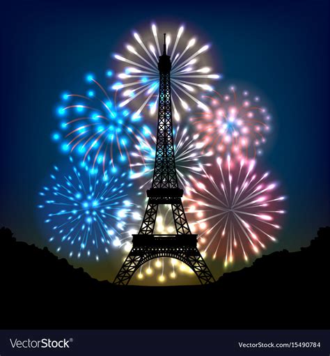 Bastille day fireworks Royalty Free Vector Image