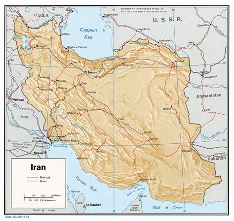 Detailed political map of Iran with relief, roads, railroads and major ...