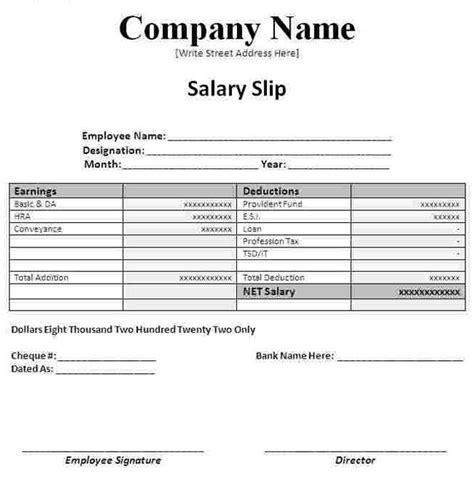 Pay Slip Format in Excel - QuinngroRamos