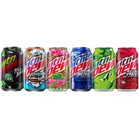 Mountain Dew 6 Flavor Variety Pack (Pitch Black , Mountain Dew, Code ...