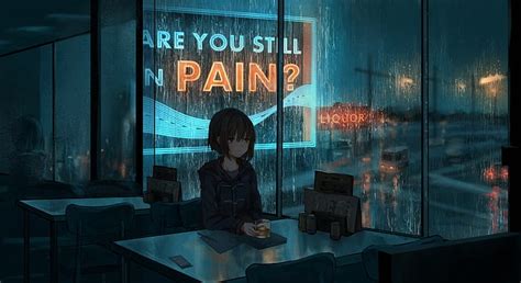 HD wallpaper: night, rain, mood, anime, art, cafe | Wallpaper Flare