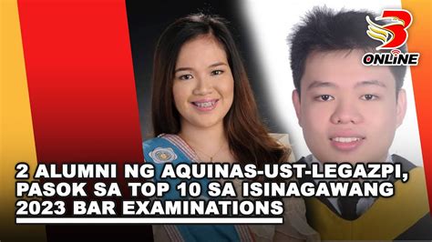 2 alumni ng Aquinas UST Legazpi, pasok sa top 10 sa isinagawang 2023 bar examinations - YouTube