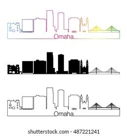 Omaha Skyline Linear Style Rainbow Editable Stock Vector (Royalty Free ...