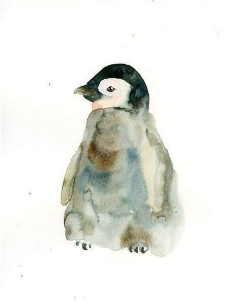 BABY PENGUIN Original watercolor painting 8X10inch | Baby penguins