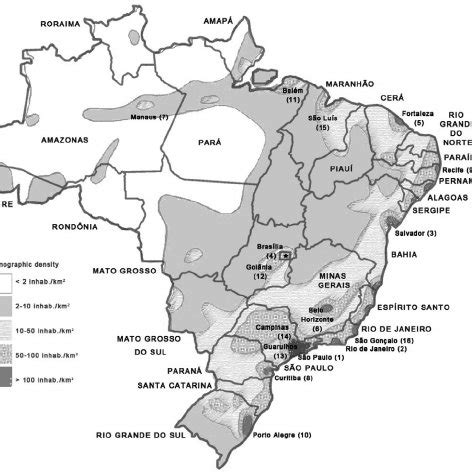 Population Density Map Of Brazil - Wisconsin Us Map