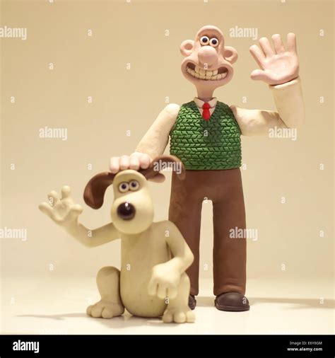 Wallace and Gromit characters waving. These models are made from resin ...