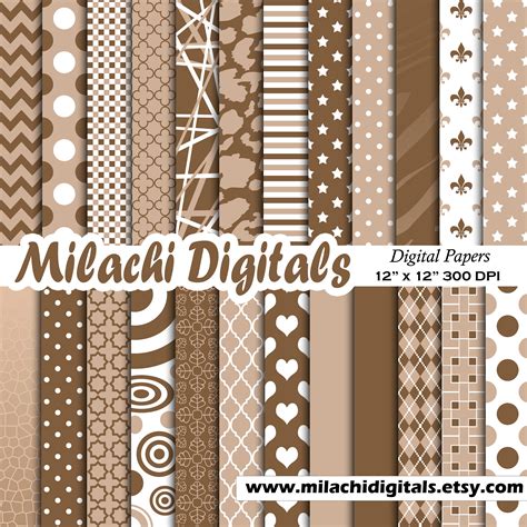 Brown digital paper brown scrapbook papers brown polka dots | Etsy