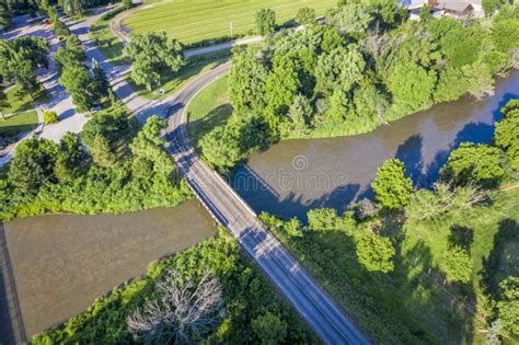 Bridge Over River in Nebraska Sandhills Aerial View Stock Photo - Image ...