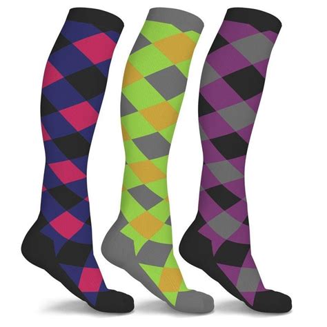 3-Pairs: Patterned Compression Socks - Assorted Styles and Sizes