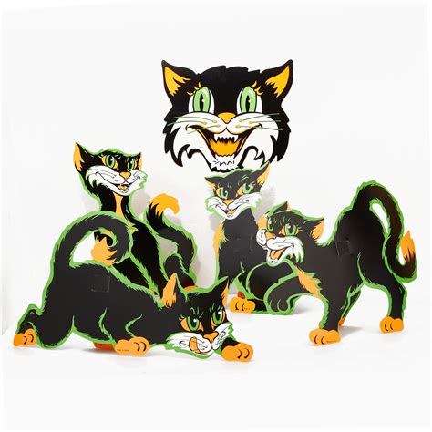 Black Cat Standing Halloween Decoration Cutouts- NEW- Set of 4 Free ...