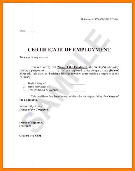 Employee Certificate Of Service Template Great Sample Regarding Fresh ...